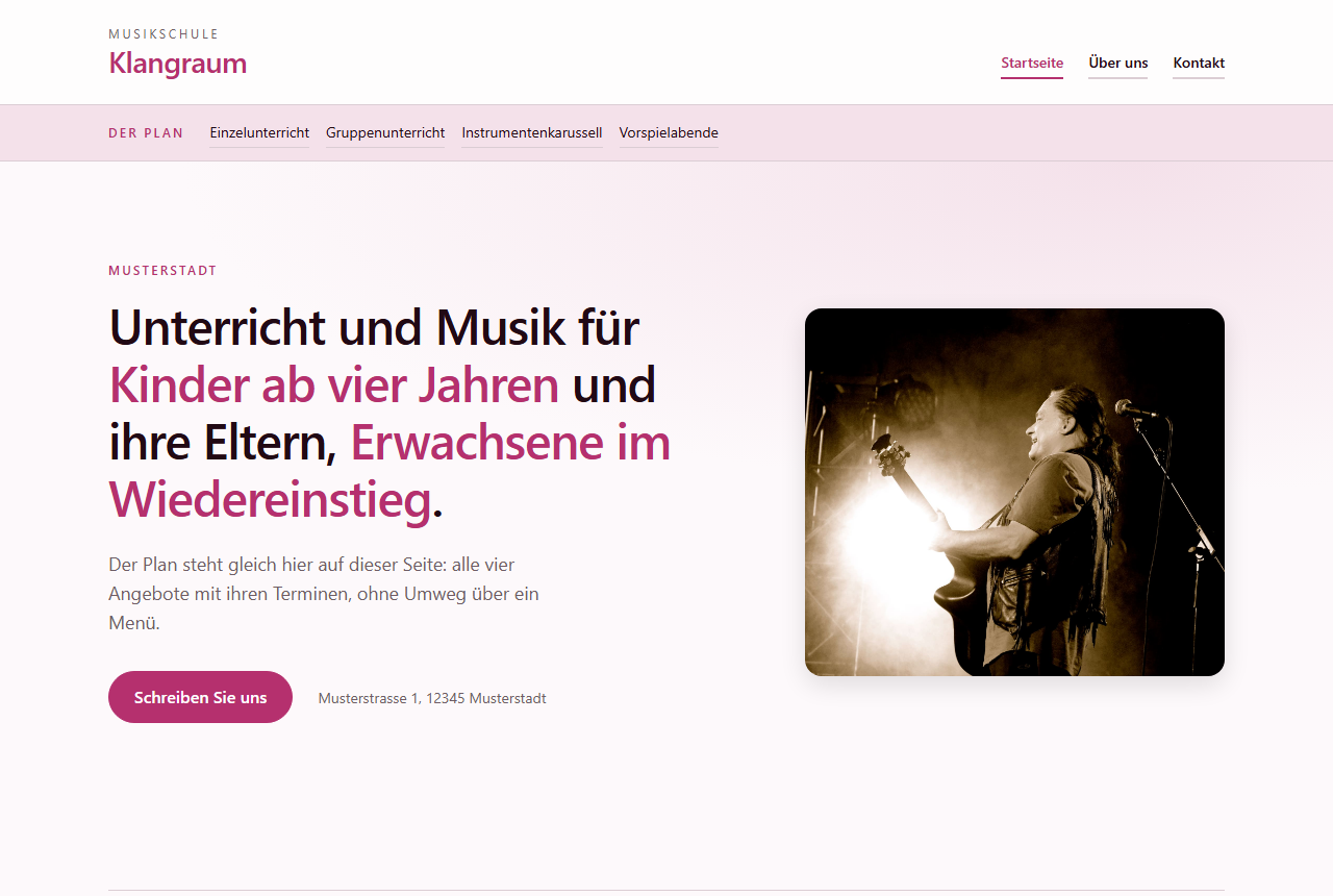 Simulation: Musikschule Klangraum